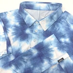 Barbell Apparel Mens Medium Blue White Tie Dye Polo Shirt Short Sleeve Athletic
